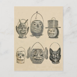 Jack O' Lantern Black Cat Vintage Lanterns Postkarte