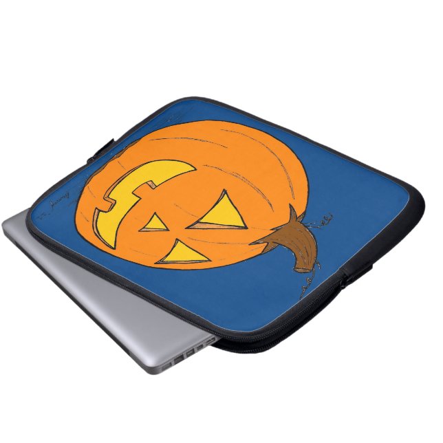 Jack o' Lantern Blue Laptop Sleeve (Vorne Knopf)