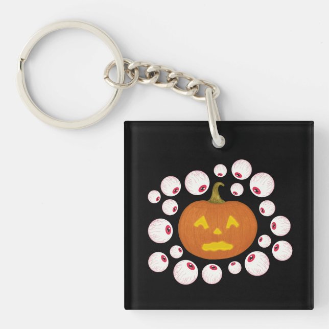 Jack-o-Lantern Citrouille et les yeux dans l'obscu (Devant)