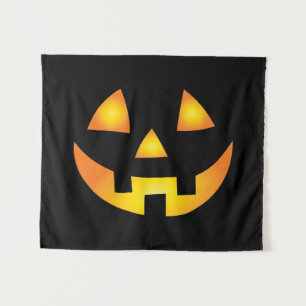 Jack O Lantern Creepy Pumpkin Face Halloween Wandteppich