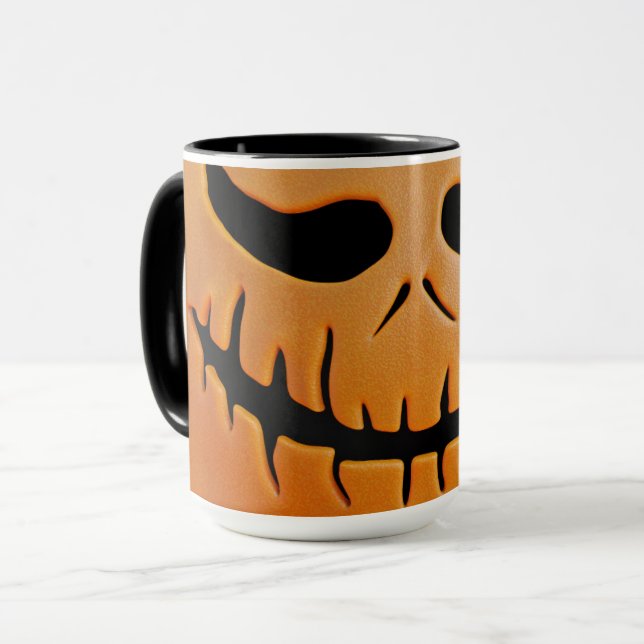"Jack-o'-Lantern Delight: Halloween Pumpkin Mug" Tasse (Vorderseite Links)