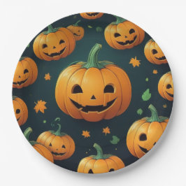 Jack-O-Lantern Delight - Kürbismuster Pappteller