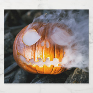 Jack-o-Lantern des kopflosen Pferdes Kopf an Flamm Bierflaschenetikett