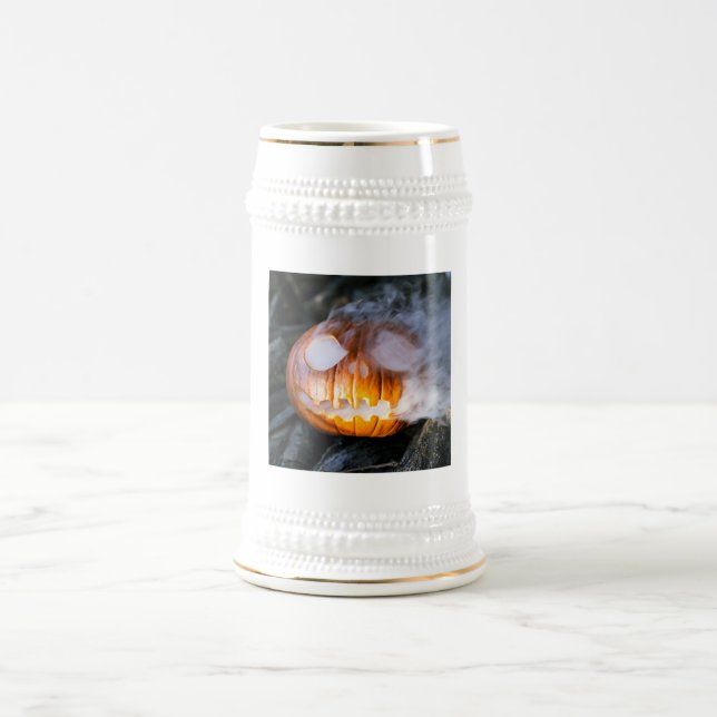 Jack-o-Lantern des kopflosen Pferdes Kopf an Flamm Bierglas (Mittel)