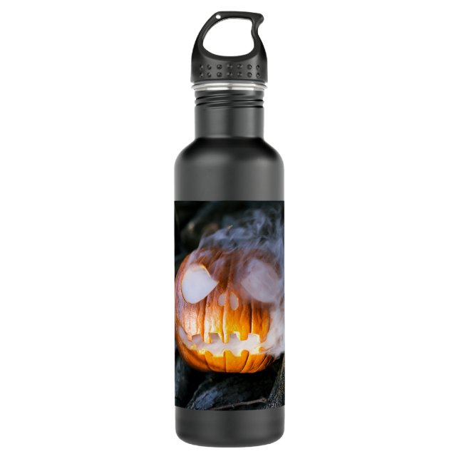 Jack-o-Lantern des kopflosen Pferdes Kopf an Flamm Edelstahlflasche (Vorderseite)