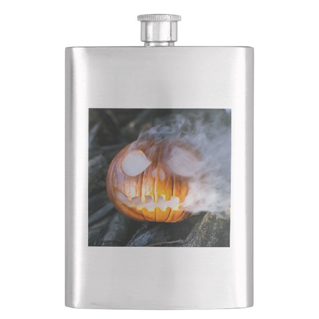 Jack-o-Lantern des kopflosen Pferdes Kopf an Flamm Flachmann (Vorderseite)