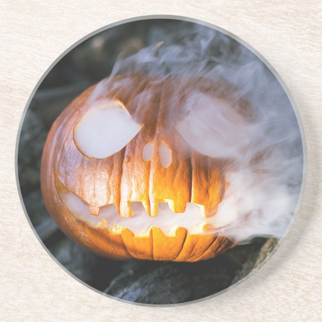 Jack-o-Lantern des kopflosen Pferdes Kopf an Flamm Getränkeuntersetzer (Vorne)