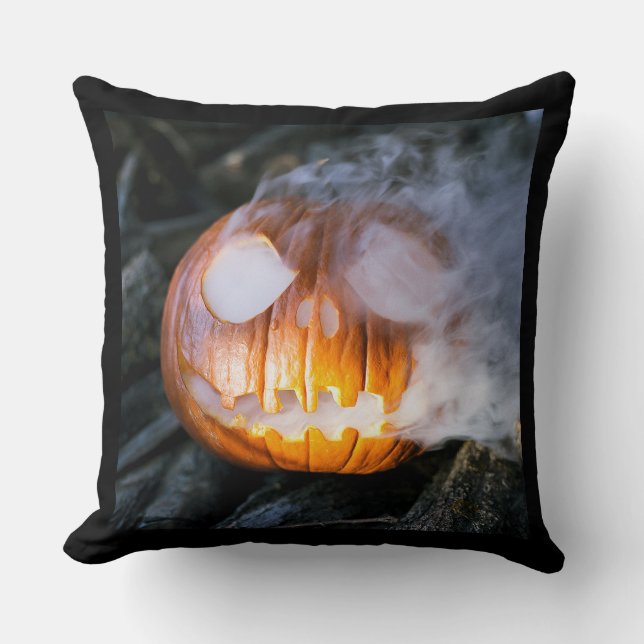 Jack-o-Lantern des kopflosen Pferdes Kopf an Flamm Kissen (Vorderseite)