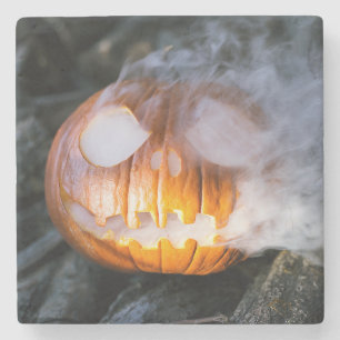Jack-o-Lantern des kopflosen Pferdes Kopf an Flamm Steinuntersetzer