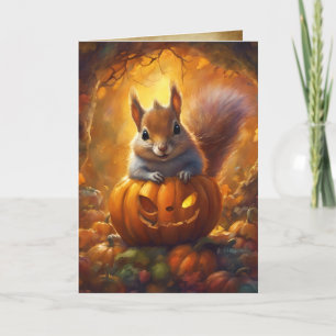 Jack-O-Lantern-Eichhörnchen, glückliches Halloween Karte