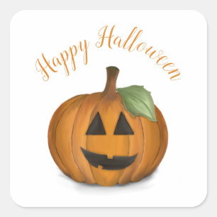 Jack-o'-lantern en Citrouille Patch Carré Sticker