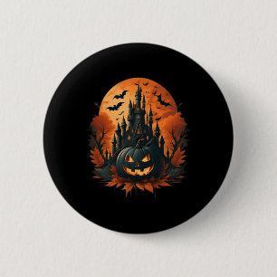 Jack O' Lantern Face Halloween Pumpkin Spooky Button