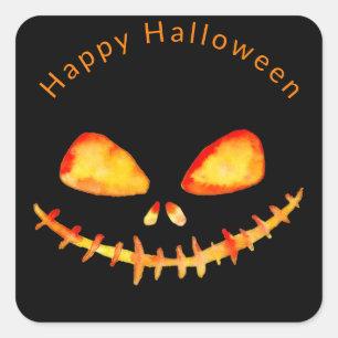Jack O' Lantern Face Halloween Quadratischer Aufkleber