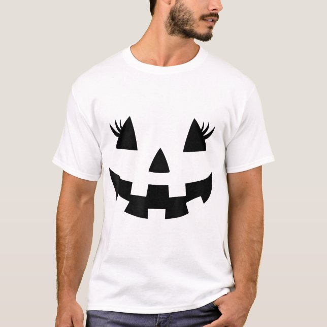 Jack O Lantern Face Pumpkin Eyelashes Hallowen  T-Shirt (Vorderseite)