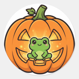 Jack O Lantern Frosch Halloween-Rundaufkleber Runder Aufkleber