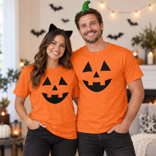 Jack O Lantern Gesicht Orange Paare Halloween T-Shirt