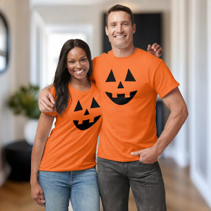 Jack O Lantern Gesicht Orange Paare Halloween T-Shirt