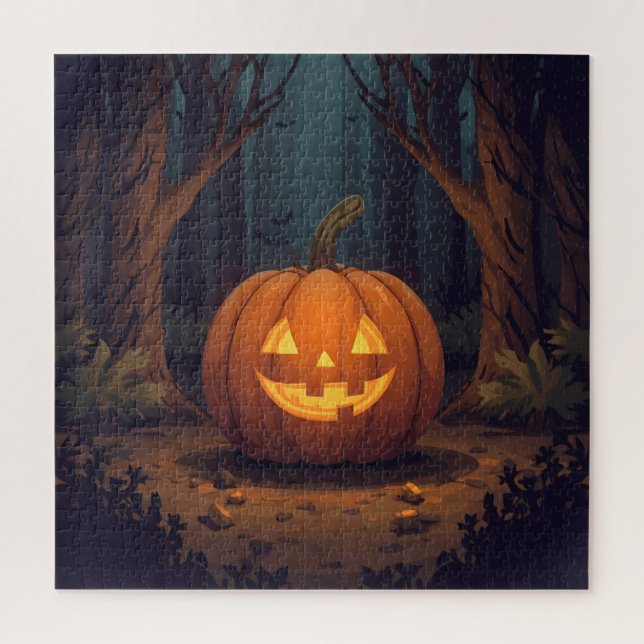 Jack O' Lantern glühen im Wald (Vertikal)