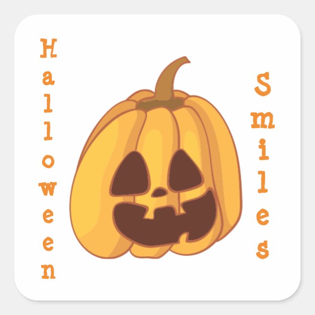 Jack-o-Lantern Halloween Lächeln Quadratischer Aufkleber (Vorderseite)