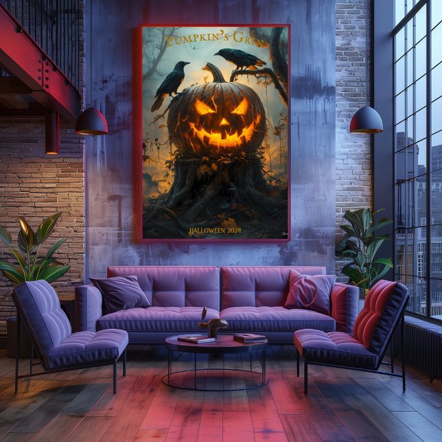Jack-O'-Lantern Halloween mit leuchtendem Kürbis Poster (Von Creator hochgeladen)