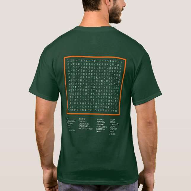 Jack-o-lantern Halloween-Pinselwortsuche T-Shirt (Rückseite)
