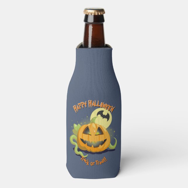 Jack O' Lantern Halloween Pumpkin Flaschenkühler (Flaschenvorderseite)