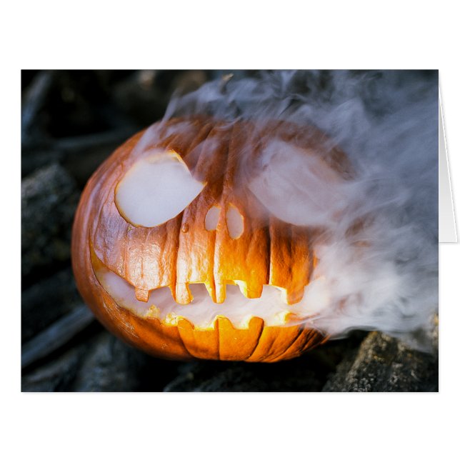 Jack-o-Lantern Halloween Pumpkin Kopf auf Feuer (Vorderseite (Horizontal))