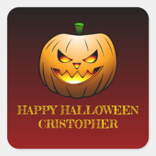 Jack-o-Lantern Halloween Pumpkin Quadratischer Aufkleber