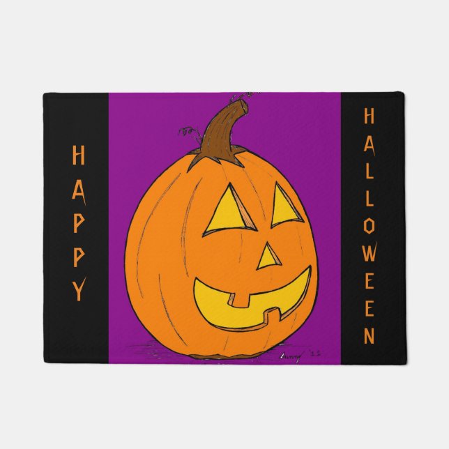 Jack o' Lantern "Happy Halloween" Saisonferien Fußmatte (Vorderseite)