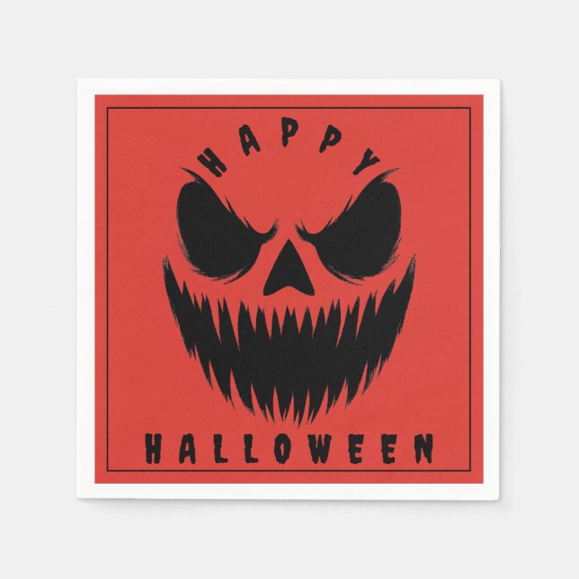 Jack-O’-Lantern Happy Halloween Serviette (Vorderseite)