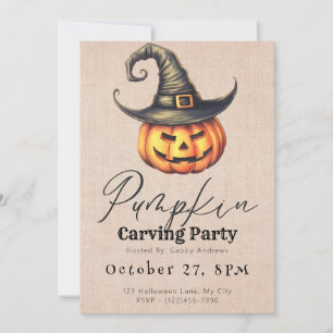Jack-O' Lantern Hexen Hat Pumpkin Carving Party Einladung