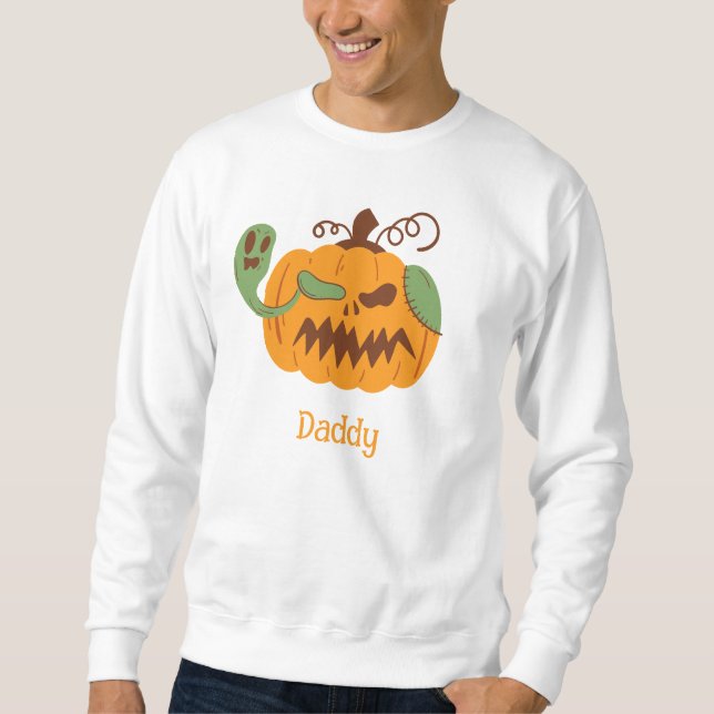 Jack-o'-Lantern & Knochen Frachter Halloween-Vater Sweatshirt (Vorderseite)