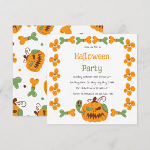 Jack-o'-Lantern & Knochen Spooky-Halloween-Party Einladung