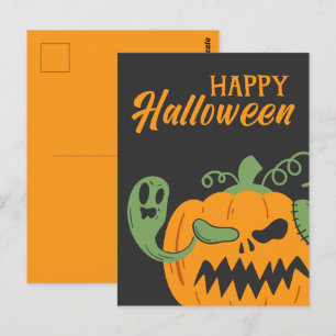 Jack-o'-Lantern & Knochen Spooky Halloween Postkarte