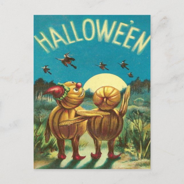 Jack O' Lantern Kreaturenmonster Hexe Postkarte (Vorderseite)
