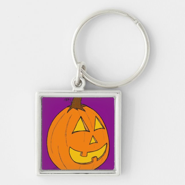 Jack o' Lantern Lila Schlüsselanhänger (Vorne)