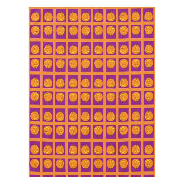 Jack o' Lantern Lila und Orangefarbene Tablette Tischdecke (Vorderseite)