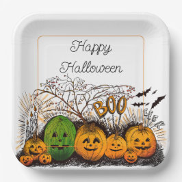 Jack-O-Lantern-Linie nach oben Pappteller