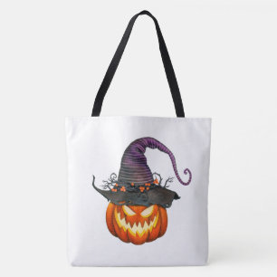 Jack-O-Lantern mit Hexenhut Tasche