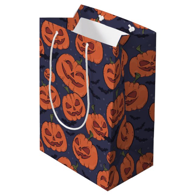 Jack-O-Lantern Mittlere Geschenktüte (Rückseite Schrägansicht)