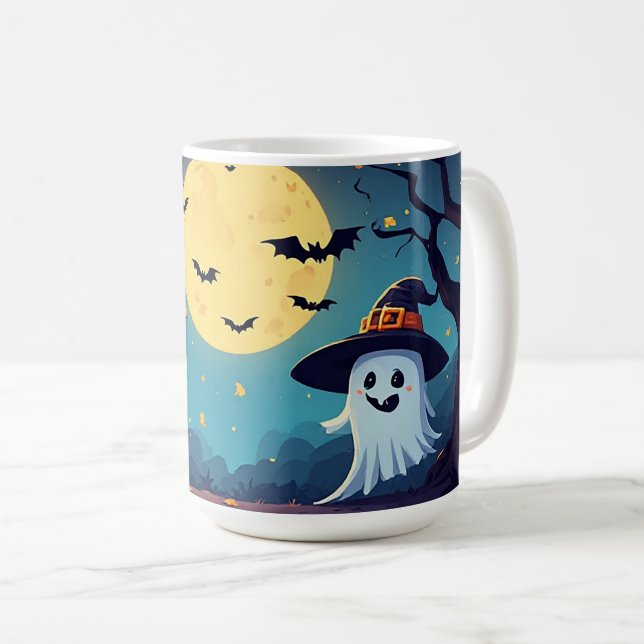Jack O Lantern Nacht Mit Geist 🎃 Kaffeetasse (VorderseiteRechts)