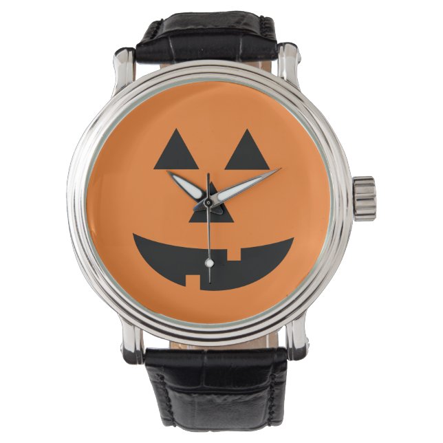 Jack-O-Lantern Orange Pumpkin Halloween Armbanduhr (Vorderseite)