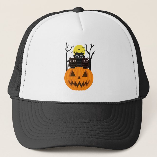 Jack O lantern & Owls Truckerkappe (Vorderseite)