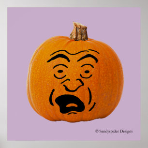 Jack o' Lantern Panikgesicht, Halloween Pumpkin Poster