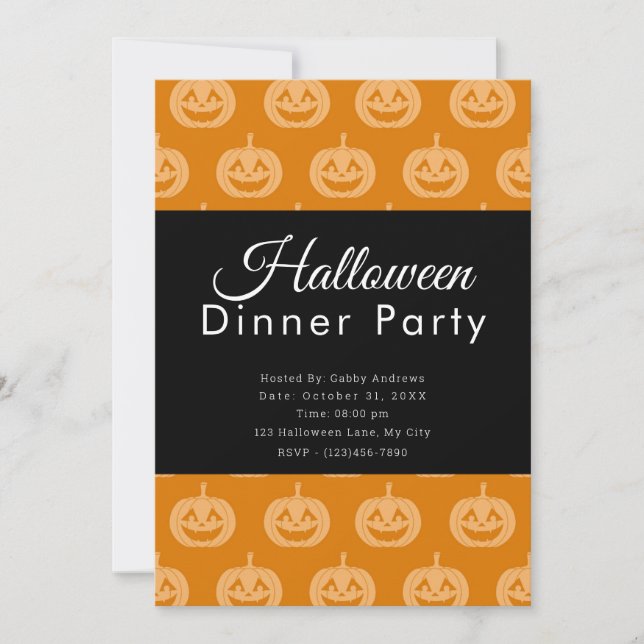 Jack-O' Lantern Pattern Halloween Party Einladung (Vorderseite)