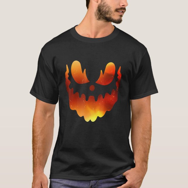 Jack O Lantern Pumpkin Face Halloween Costume T-Shirt (Vorderseite)
