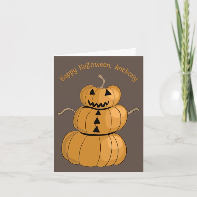 Jack-o-Lantern Pumpkin Man Halloween Karte (Vorderseite)