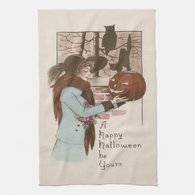Jack O' Lantern Pumpkin Owl Handtuch (Vertikal)