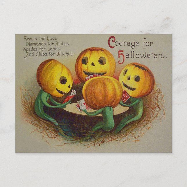 Jack O' Lantern Pumpkin Playing Cards Poker Postkarte (Vorderseite)