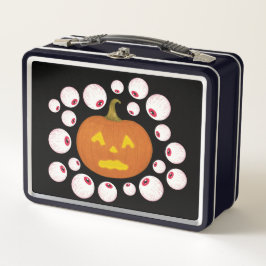 Jack-o-Lantern Pumpkin und Eyeballs im Dunkeln Metall Brotdose